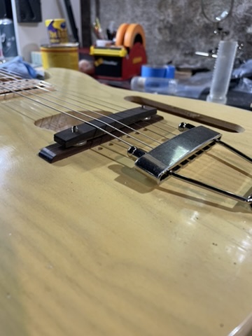 Sam Weber Telecaster Project Up Close Rubber Bridge